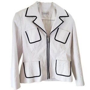 Conrad C Collection Contrast-Trim Zip Up Blazer